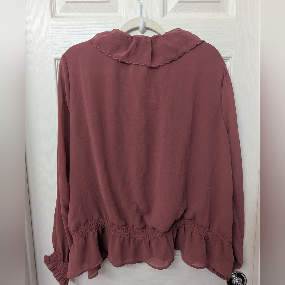 Universal Thread Pink Long Sleeve Sailor Collar Blouse - Picture 5 of 5